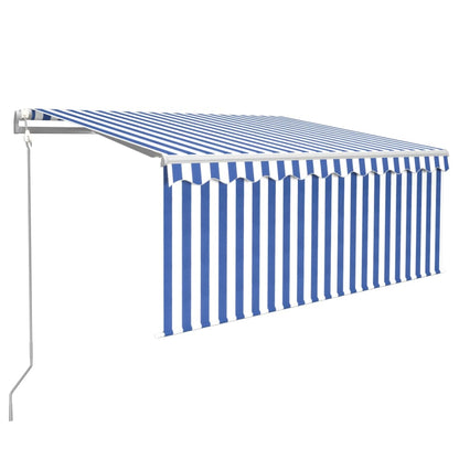 Tenda Automatica Parasole LED Sensore Vento 3x2,5m Blu e Bianco