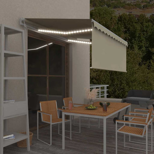 Tenda Automatica con Parasole LED e Sensore Vento 3x2,5m Crema | homemem39