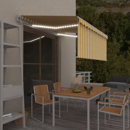 Tenda Automatica con LED Sensore Vento 3x2,5 m Giallo Bianco | homemem39