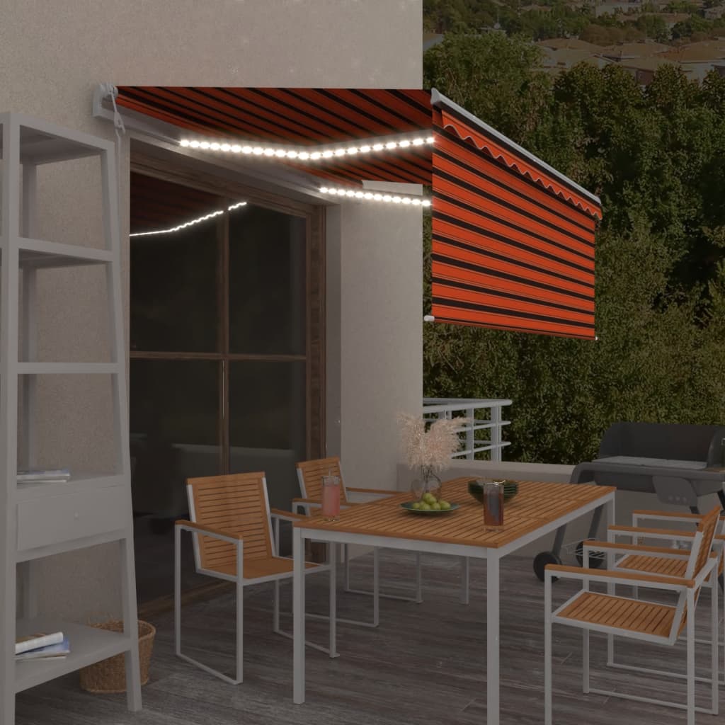Tenda Automatica LED Sensore Vento 3,5x2,5m Arancione Marrone | homemem39