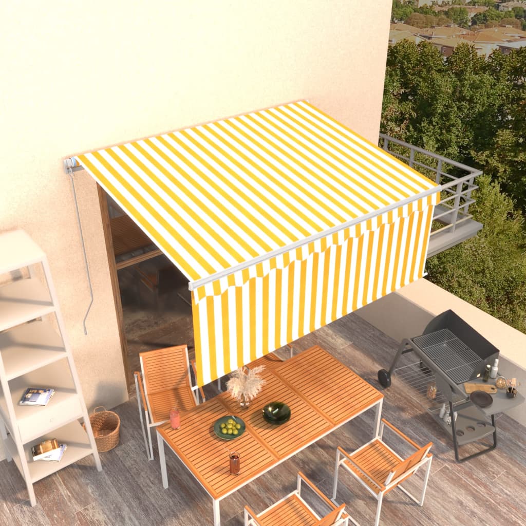 Tenda da Sole Retrattile con Parasole 3,5x2,5m Gialla e Bianca - homemem39