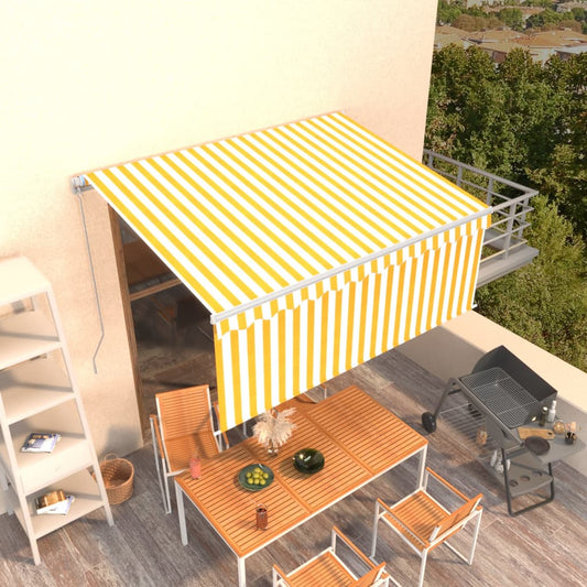 Tenda da Sole Retrattile con Parasole 3,5x2,5m Gialla e Bianca - homemem39