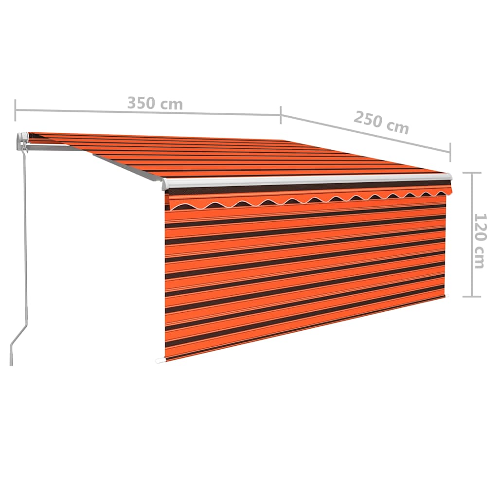 Tenda Retrattile Manuale Parasole 3,5x2,5m Arancione e Marrone