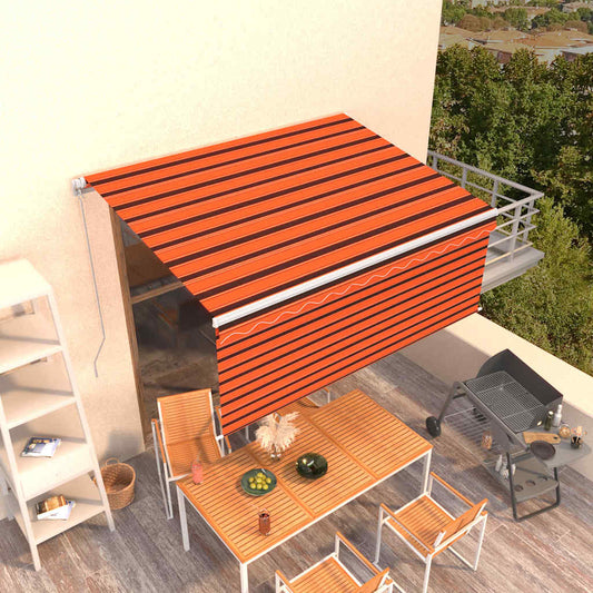 Tenda Retrattile Manuale Parasole 3,5x2,5m Arancione e Marrone - homemem39