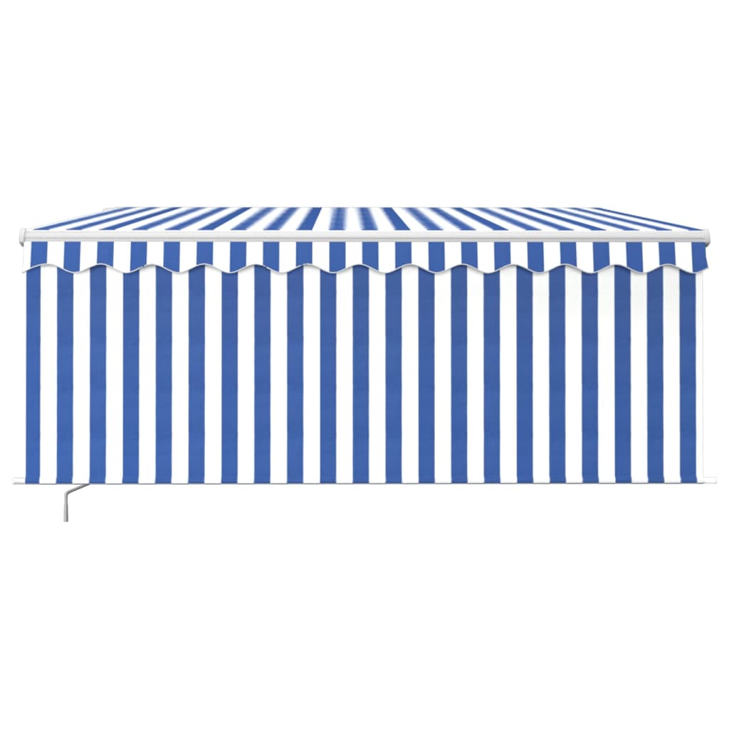Tenda Sole Retrattile Manuale con LED 3,5x2,5 m Blu e Bianco | homemem39