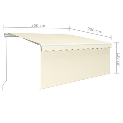 Tenda da Sole Retrattile Manuale con LED 3,5x2,5 m Crema | homemem39