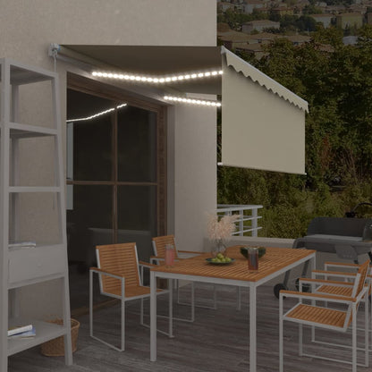 Tenda da Sole Retrattile Manuale con LED 3,5x2,5 m Crema