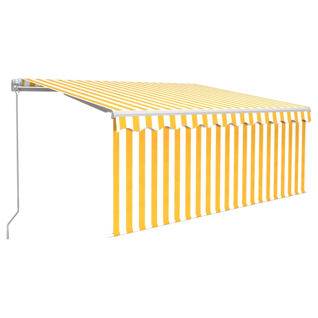 Tenda da Sole Retrattile Parasole LED 3,5x2,5m Gialla e Bianca | homemem39