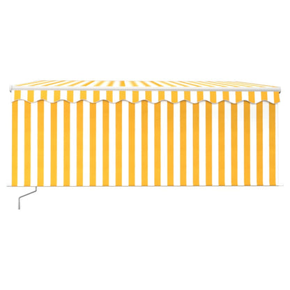 Tenda da Sole Retrattile Parasole LED 3,5x2,5m Gialla e Bianca | homemem39