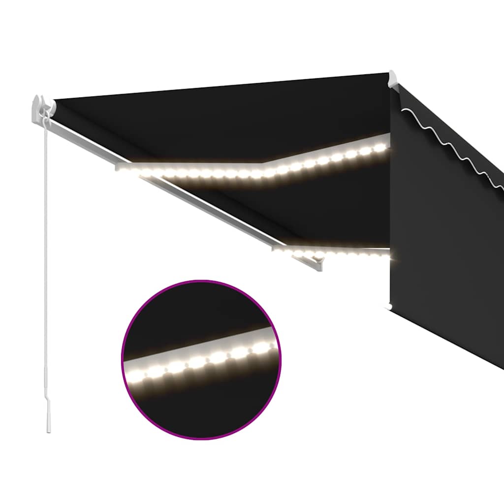 Tenda da Sole Retrattile Manuale con LED 3,5x2,5 m Antracite | homemem39