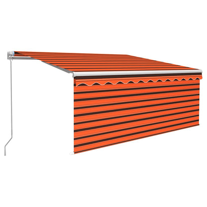 Tenda da Sole Retrattile Manuale LED 3,5x2,5m Arancione Marrone | homemem39
