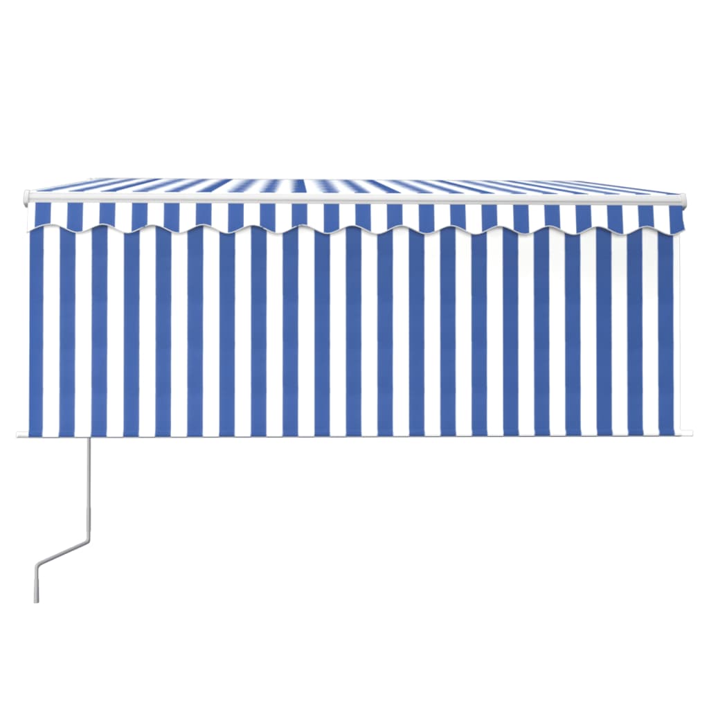 Tenda Sole Retrattile Automatica Parasole 3,5x2,5m Blu Bianco | homemem39