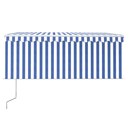Tenda Sole Retrattile Automatica Parasole 3,5x2,5m Blu Bianco | homemem39