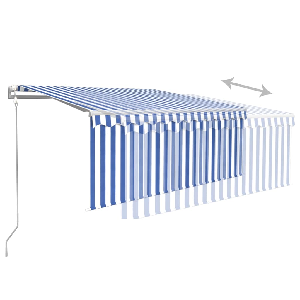 Tenda Sole Retrattile Automatica Parasole 3,5x2,5m Blu Bianco | homemem39