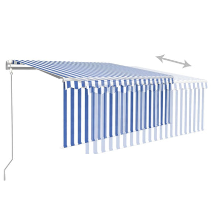 Tenda Sole Retrattile Automatica Parasole 3,5x2,5m Blu Bianco | homemem39