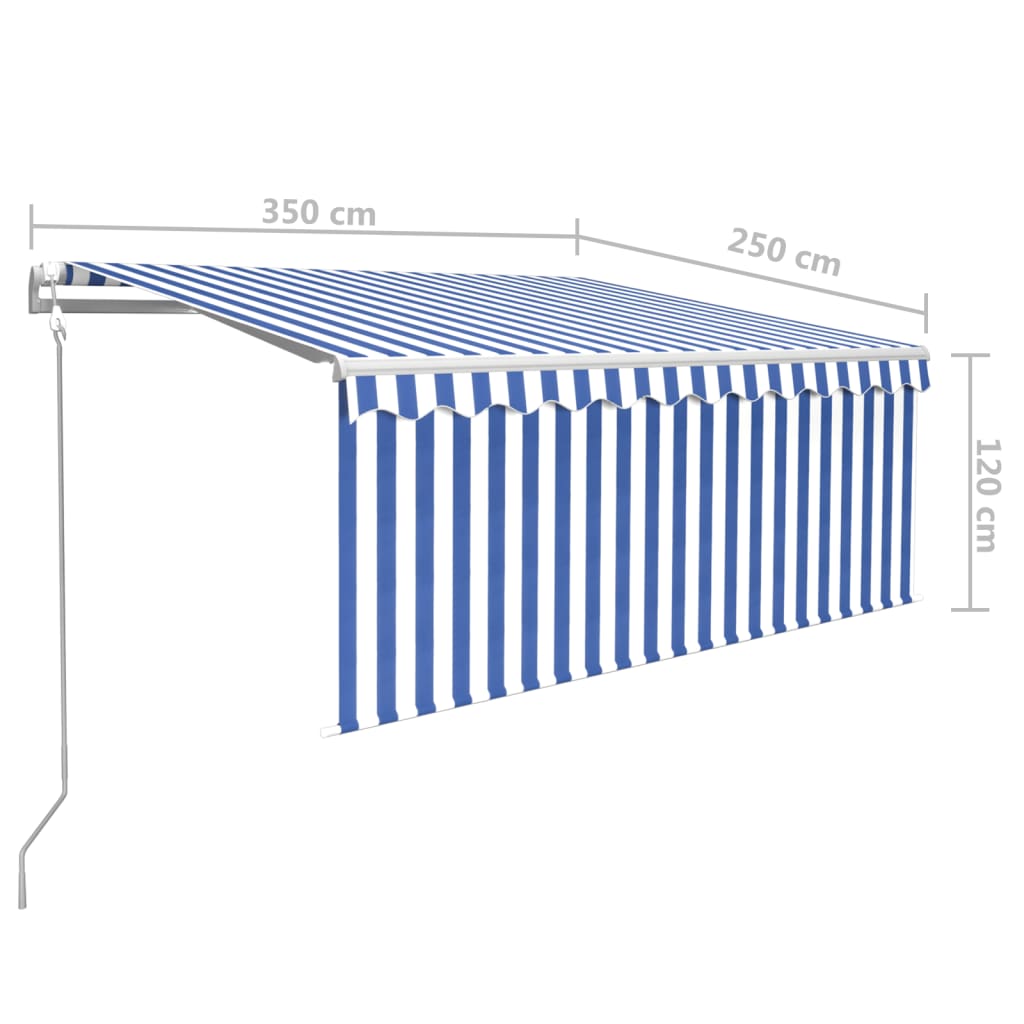 Tenda Sole Retrattile Automatica Parasole 3,5x2,5m Blu Bianco | homemem39