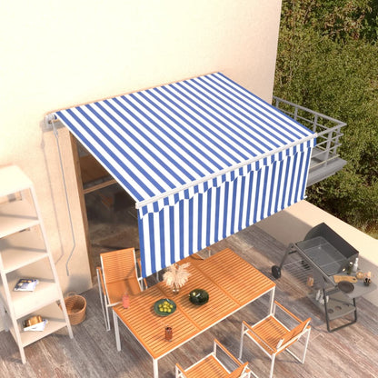 Tenda Sole Retrattile Automatica Parasole 3,5x2,5m Blu Bianco | homemem39