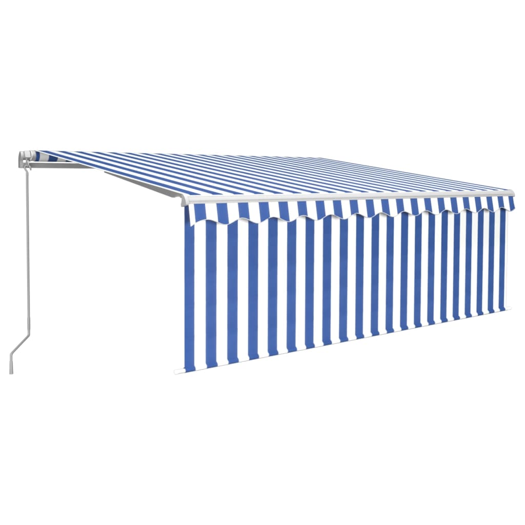 Tenda Sole Retrattile Manuale con Parasole 4x3m Blu e Bianco - homemem39