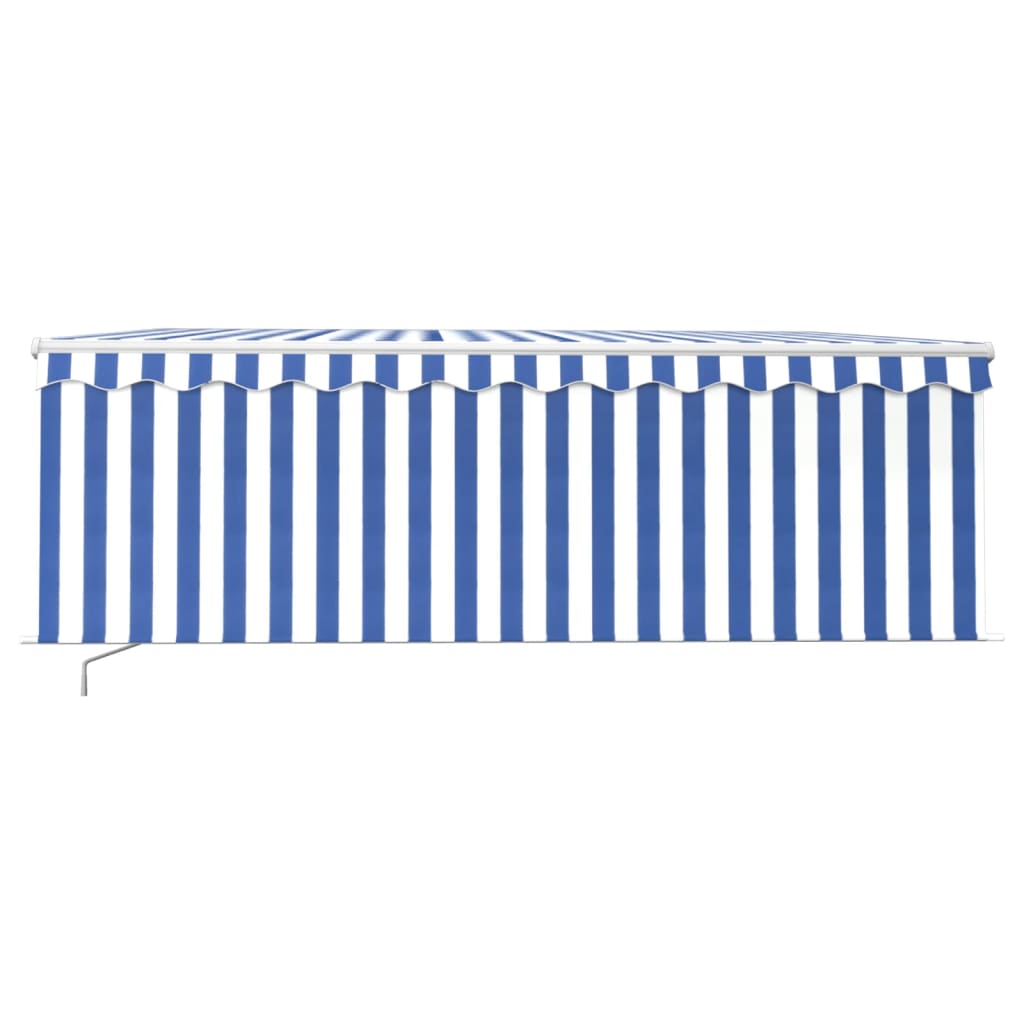 Tenda Sole Retrattile Manuale con Parasole 4x3m Blu e Bianco