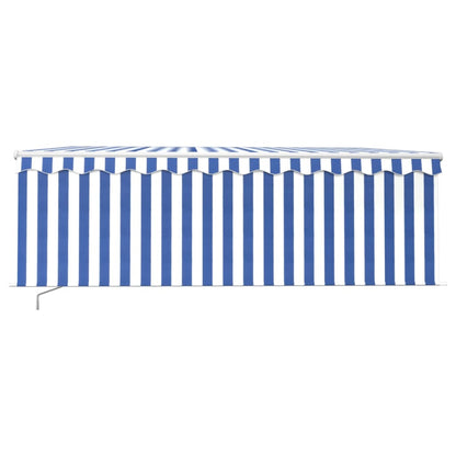 Tenda Sole Retrattile Manuale con Parasole 4x3m Blu e Bianco