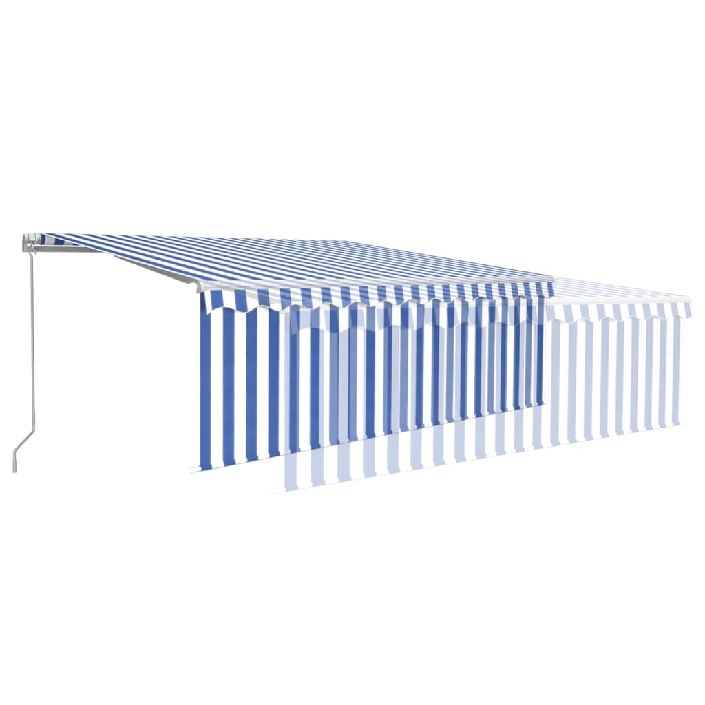 Tenda Sole Retrattile Manuale con Parasole 4x3m Blu e Bianco - homemem39