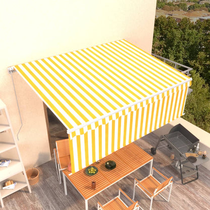 Tenda Sole Retrattile Manuale con Parasole 4x3m Gialla Bianca - homemem39