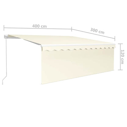 Tenda da Sole Retrattile Manuale con LED 4x3 m Crema - homemem39