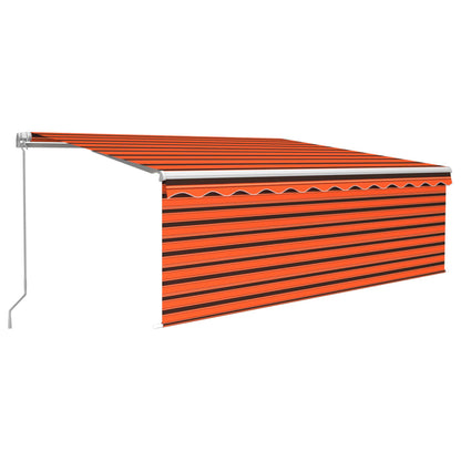 Tenda Sole Retrattile Manuale Parasole LED 4x3m Arancio Marrone