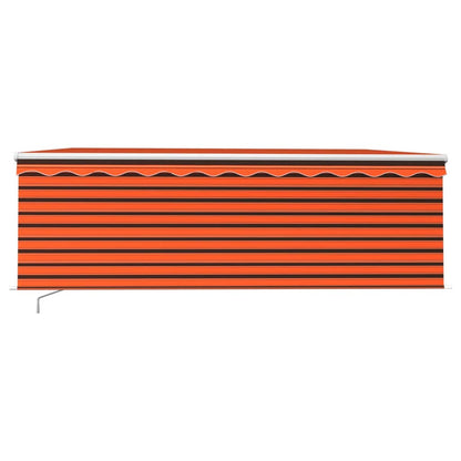 Tenda Sole Retrattile Manuale Parasole LED 4x3m Arancio Marrone