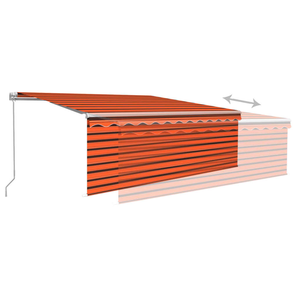 Tenda Sole Retrattile Manuale Parasole LED 4x3m Arancio Marrone