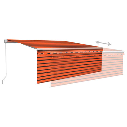 Tenda Sole Retrattile Manuale Parasole LED 4x3m Arancio Marrone