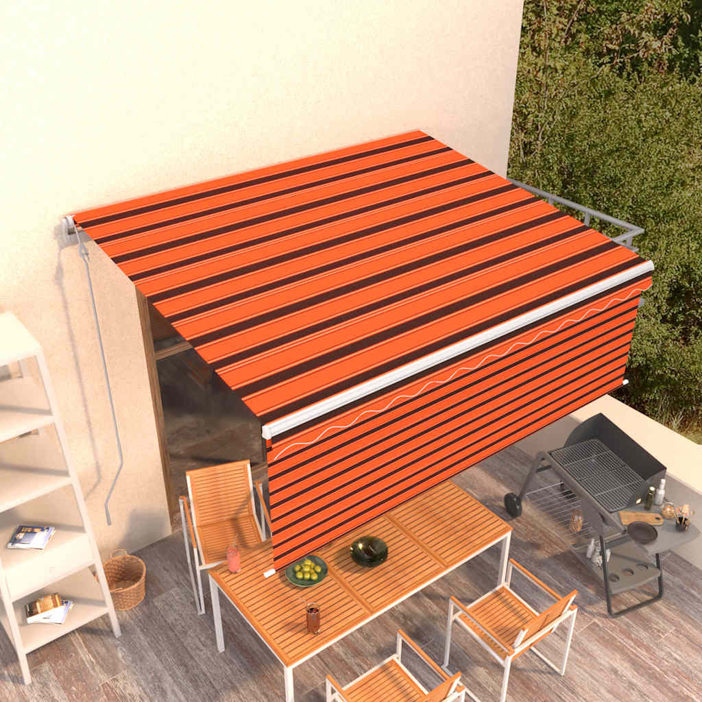 Tenda Retrattile Automatica con Parasole 4x3 m Arancio Marrone - homemem39
