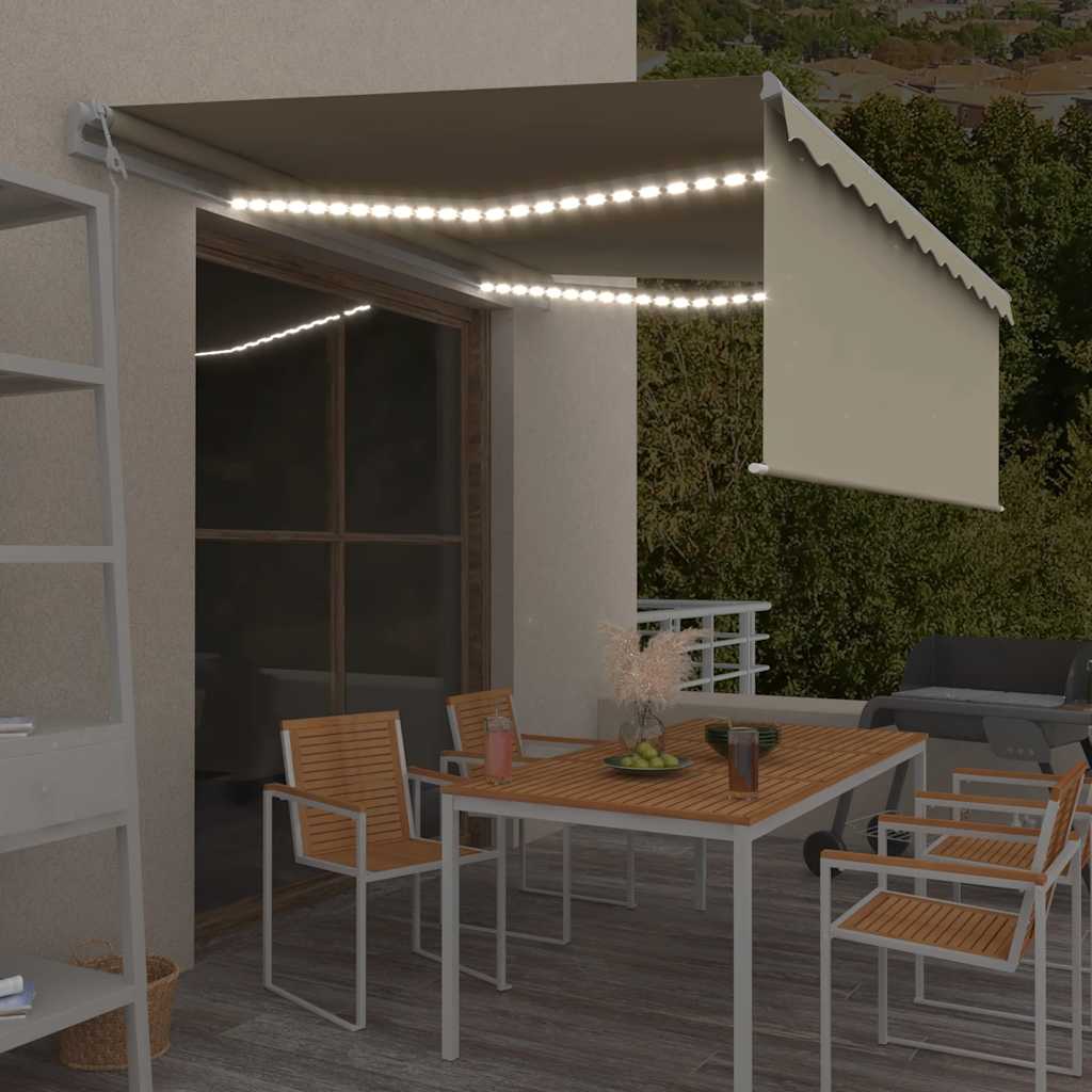 Tenda Automatica con Parasole LED e Sensore Vento 4x3 m Crema | homemem39