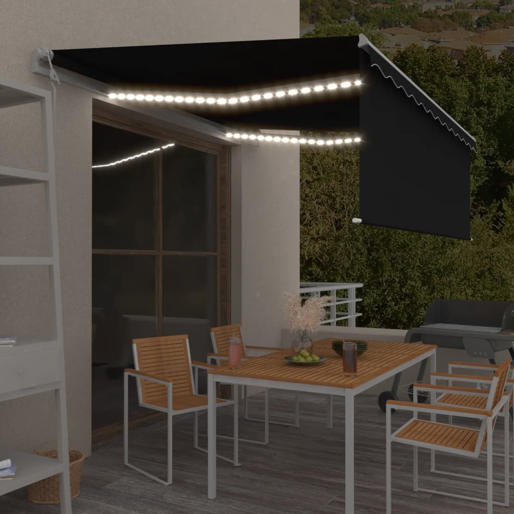 Tenda Automatica Parasole Sensore Vento e LED 4x3m Antracite | homemem39