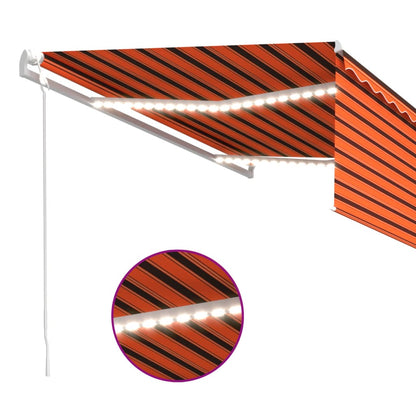 Tenda Automatica LED Sensore Vento 4x3 m Arancione Marrone | homemem39