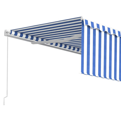 Tenda Sole Retrattile Manuale con Parasole 4,5x3m Blu e Bianco - homemem39