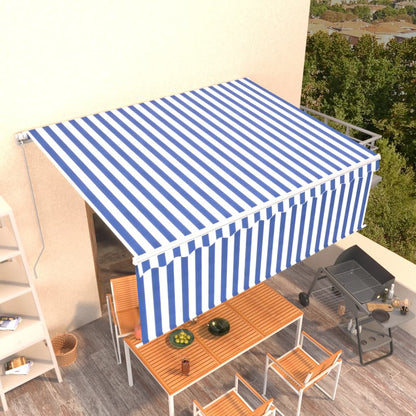 Tenda Sole Retrattile Manuale con Parasole 4,5x3m Blu e Bianco - homemem39