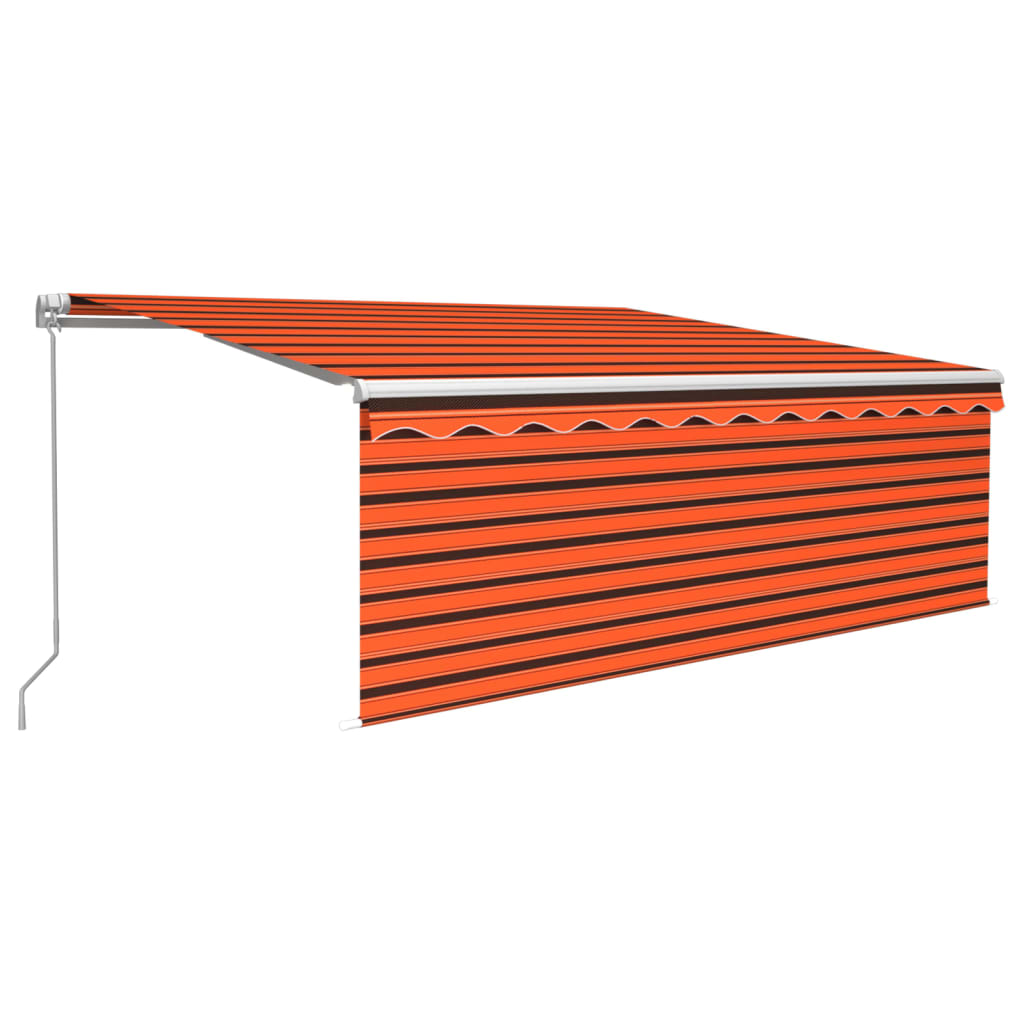 Tenda Sole Retrattile Manuale con LED 4,5x3m Arancione Marrone - homemem39