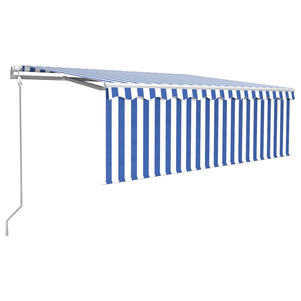 Tenda Sole Retrattile Automatica con Parasole 4x3,5m Blu Bianco