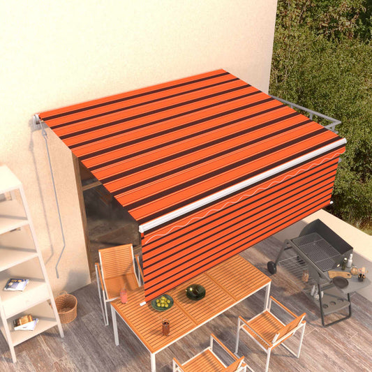 Tenda da Sole Retrattile Automatica 4,5x3m Arancione e Marrone