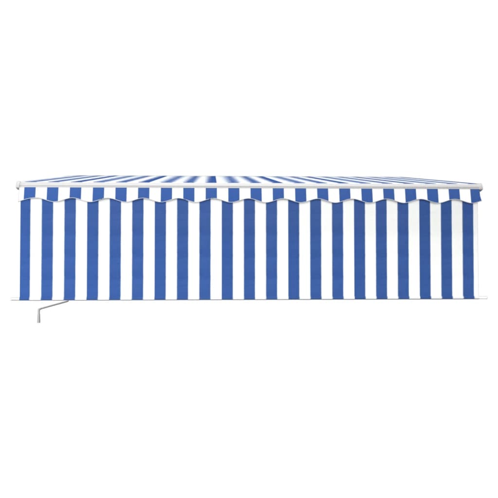 Tenda da Sole Retrattile Manuale con Parasole 5x3m Blu e Bianco - homemem39