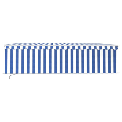 Tenda da Sole Retrattile Manuale con Parasole 5x3m Blu e Bianco - homemem39