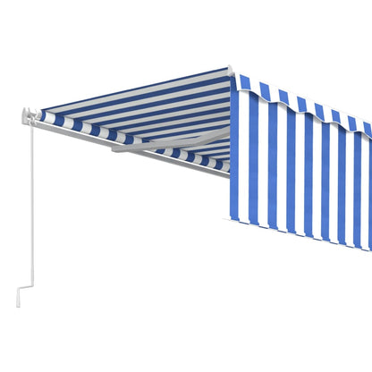 Tenda da Sole Retrattile Manuale con Parasole 5x3m Blu e Bianco - homemem39
