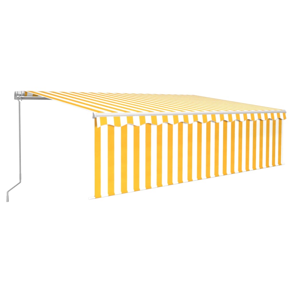 Tenda Sole Retrattile Manuale con Parasole 5x3m Gialla Bianca - homemem39