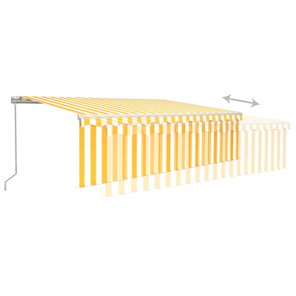 Tenda Sole Retrattile Manuale con Parasole 5x3m Gialla Bianca | homemem39