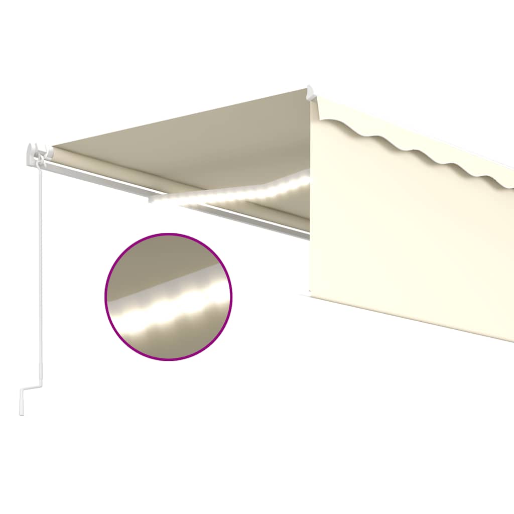 Tenda Sole Retrattile Manuale Parasole LED 5x3 m Crema | homemem39