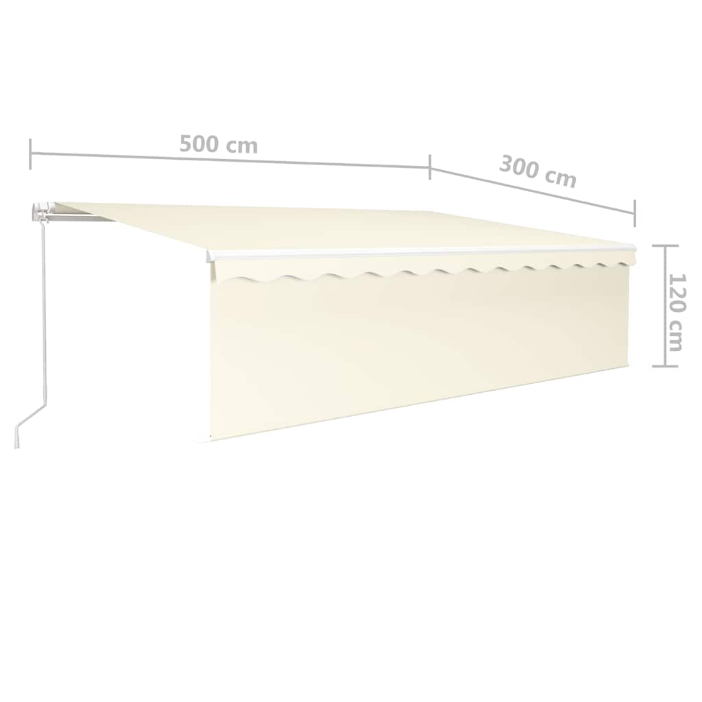 Tenda Sole Retrattile Manuale Parasole LED 5x3 m Crema | homemem39