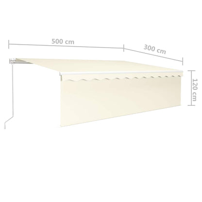 Tenda Sole Retrattile Manuale Parasole LED 5x3 m Crema | homemem39
