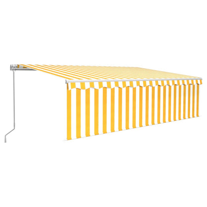 Tenda Sole Retrattile Manuale Parasole LED 5x3m Gialla Bianca - homemem39
