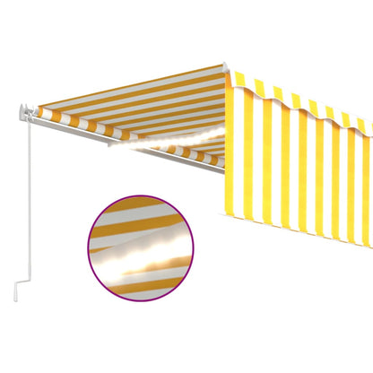 Tenda Sole Retrattile Manuale Parasole LED 5x3m Gialla Bianca - homemem39